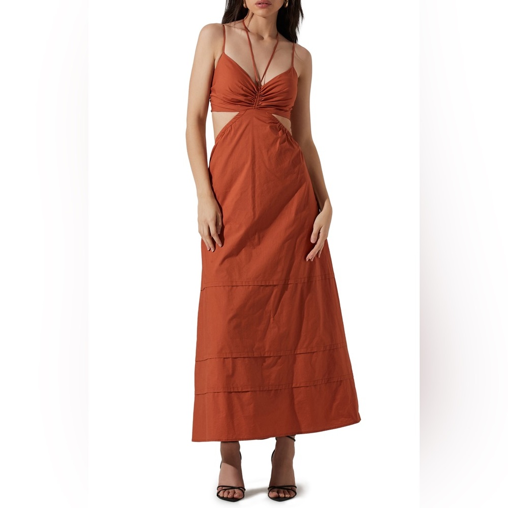 ASTR the Label Cutout Poplin Cotton Maxi Dress